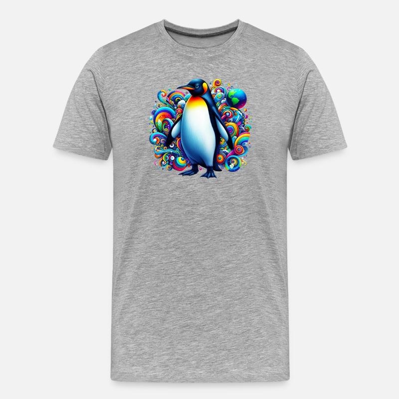 Pinguin - Männer Premium Bio T-Shirt - Grau meliert