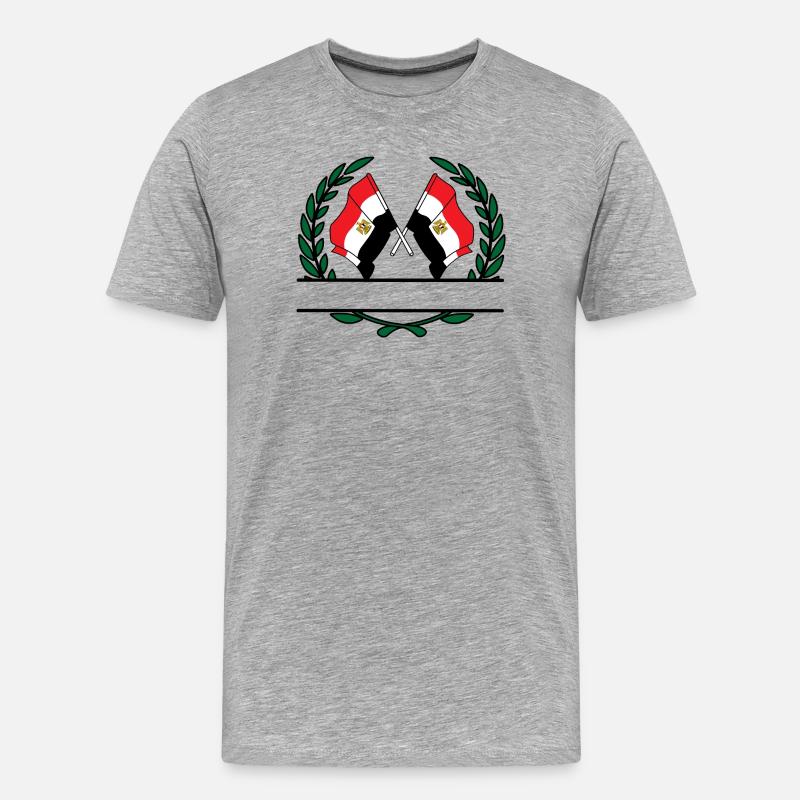 Drapeaux Égypte couronne de laurier bannière - T-shirt bio Premium Homme - gris chiné