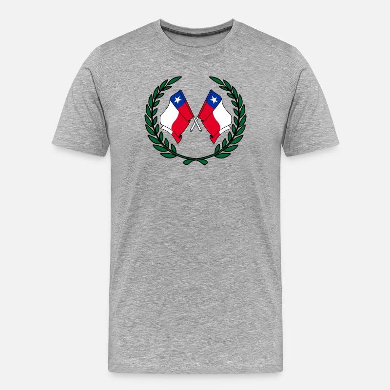 Fahnen Chile im Lorbeerkranz - Männer Premium Bio T-Shirt - Grau meliert