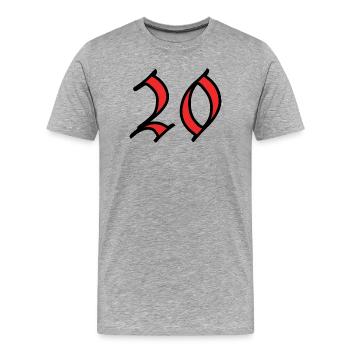 20. 20 YEARS. 20th ANNIVERSARY. 20 YEARS ANNIVERSARY. - Men's Premium Organic T-Shirt - heather grey - Front - Damien (186cm)