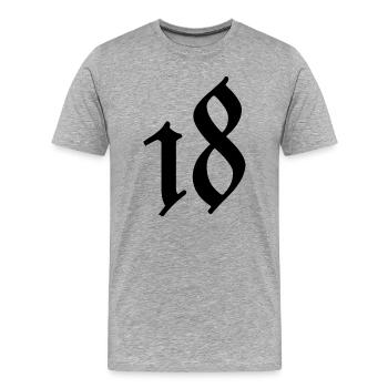 18. 18 ANS. 18e ANNIVERSAIRE. ANNIVERSAIRE 18 ANS. - T-shirt bio Premium Homme - gris chiné - Devant - Damien (186cm)