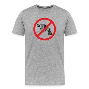 Stop War / Revolver interdit ! - T-shirt bio Premium Homme - gris chiné - Devant - Damien (186cm)