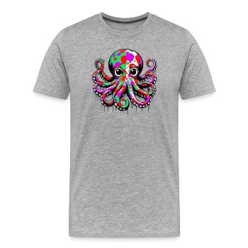 Krake - Männer Premium Bio T-Shirt - Grau meliert - Vorne - Damien (186cm)