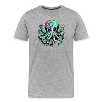 Krake - Männer Premium Bio T-Shirt - Grau meliert - Vorne - Damien (186cm)