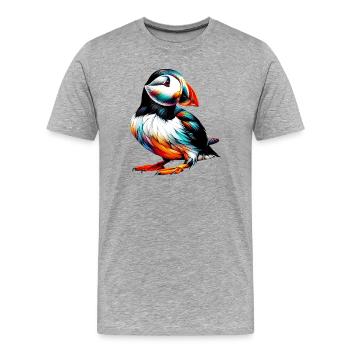 Papageitaucher - Männer Premium Bio T-Shirt - Grau meliert - Vorne - Damien (186cm)