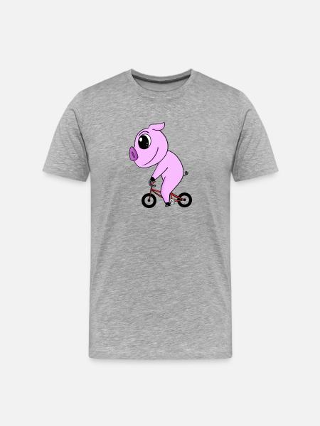 Pig Bicycle - Men's Premium Organic T-Shirt - heather grey