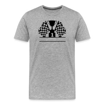 Drapeau numéro 1 de la Coupe de course automobile - T-shirt bio Premium Homme - gris chiné - Devant - Damien (186cm)