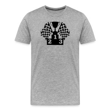 Podium du drapeau de la Coupe de course automobile - T-shirt bio Premium Homme - gris chiné - Devant - Damien (186cm)