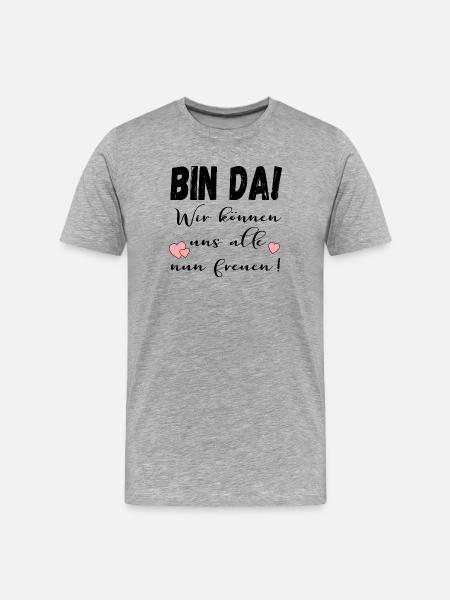 BIN DA - FREUDE IRONIE - Männer Premium Bio T-Shirt - Grau meliert