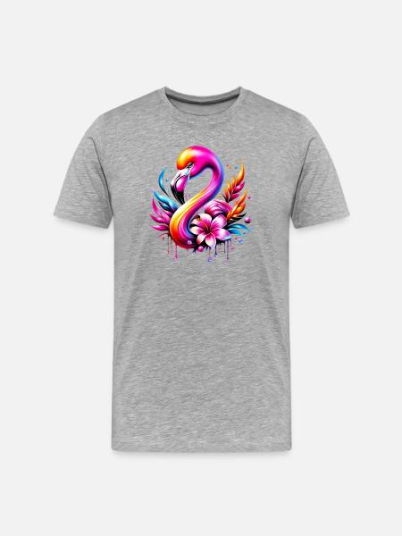 Flamingo - Men's Premium Organic T-Shirt - heather grey