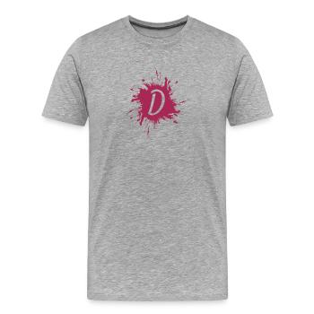 Lettre D - lettre initiale D - T-shirt bio Premium Homme - gris chiné - Devant - Damien (186cm)