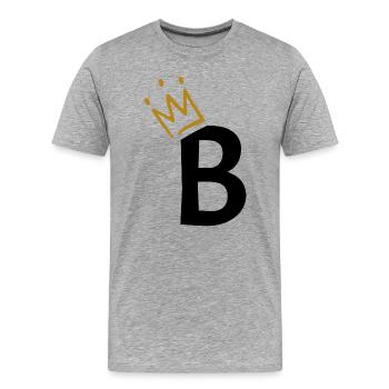 Buchstabe B - Anfangsbuchstabe B - Männer Premium Bio T-Shirt - Grau meliert - Vorne - Damien (186cm)