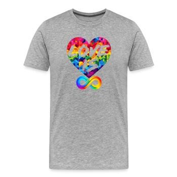 L’AMOUR EST INFINI, PUZZLE D’AMOUR, LGBTQIA+ - T-shirt bio Premium Homme - gris chiné - Devant - Damien (186cm)