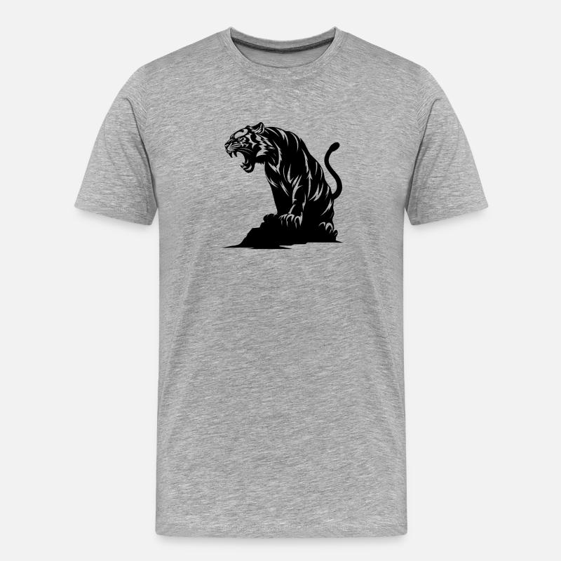 Tiger on a Rock - Männer Premium Bio T-Shirt - Grau meliert