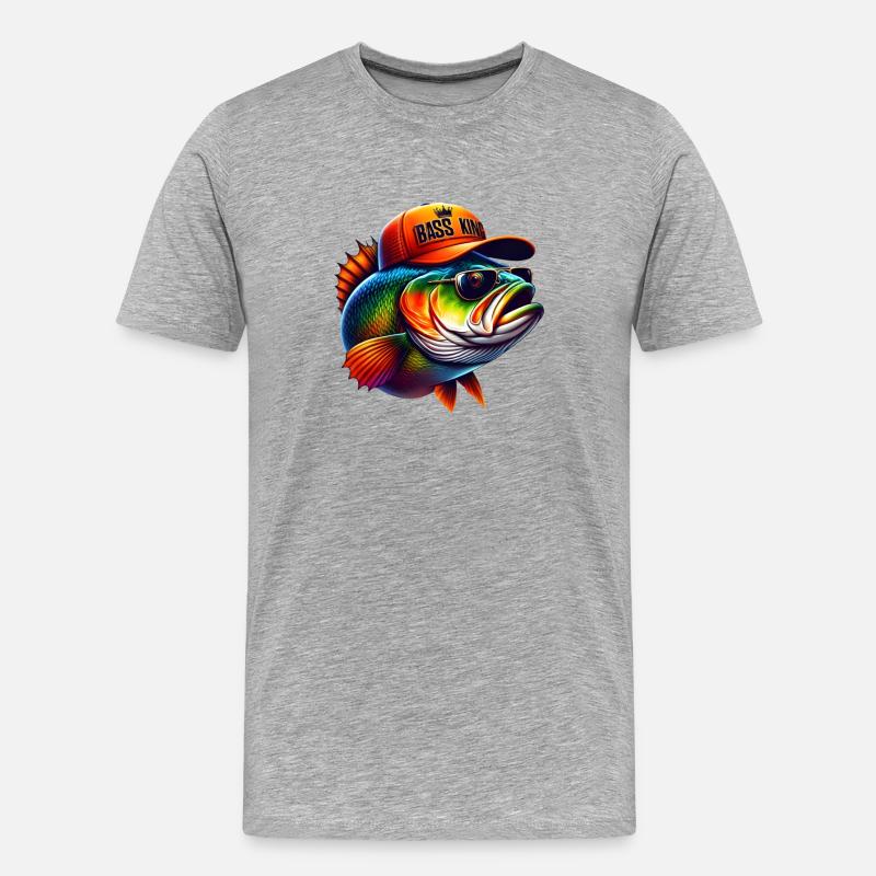 Gestreifter Barschkönig - Männer Premium Bio T-Shirt - Grau meliert