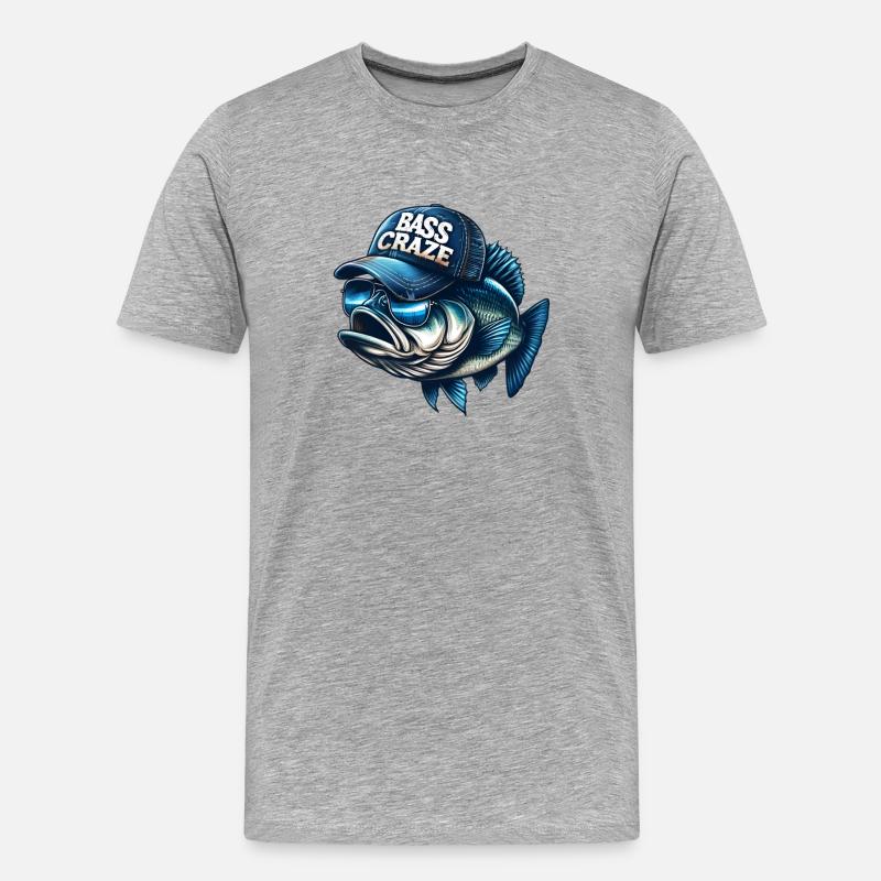 Gestreifter Barsch-Wahn - Männer Premium Bio T-Shirt - Grau meliert