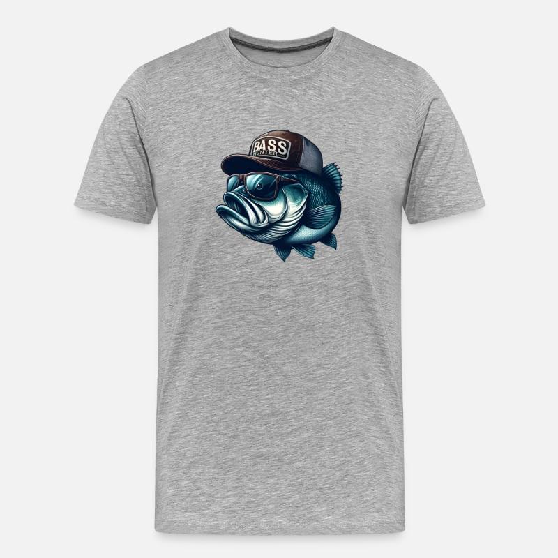 Gestreifter Barschjäger - Männer Premium Bio T-Shirt - Grau meliert