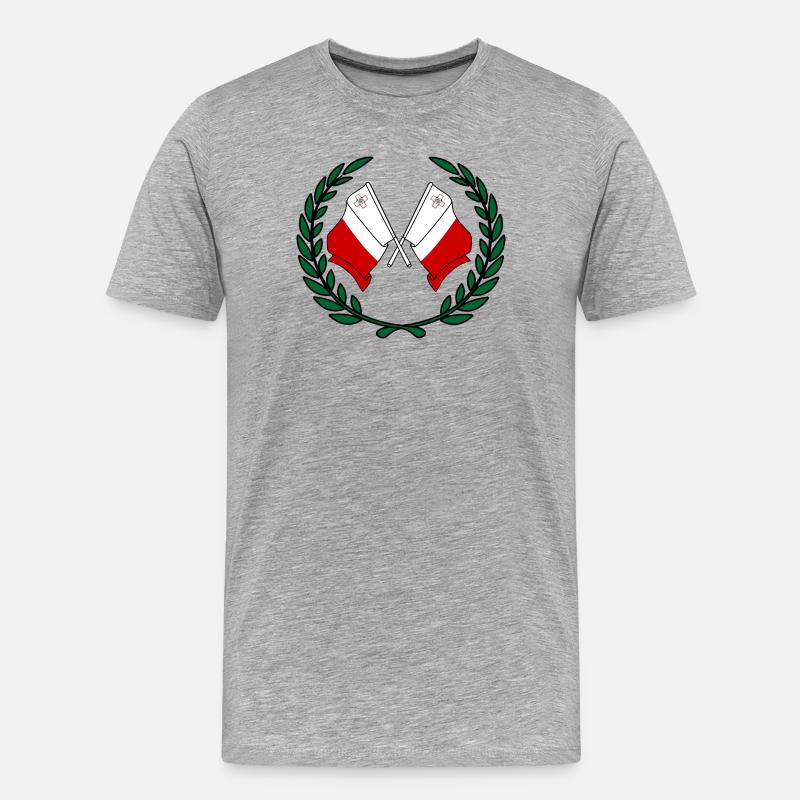 Flaggen Malta im Lorbeerkranz - Männer Premium Bio T-Shirt - Grau meliert