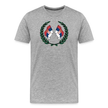 Drapeaux Serbie en couronne de laurier - T-shirt bio Premium Homme - gris chiné - Devant - Damien (186cm)