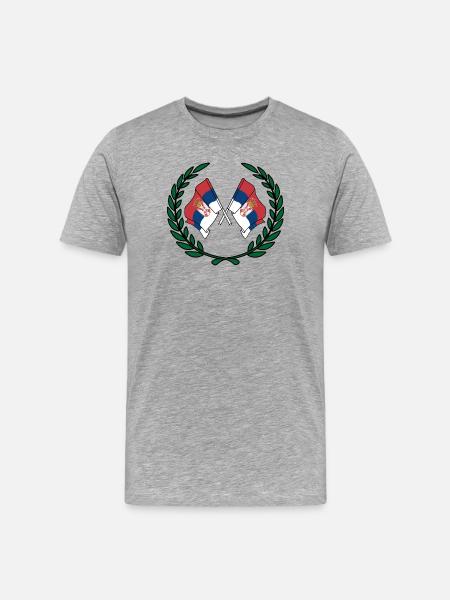Flags Serbia in laurel wreath - Men's Premium Organic T-Shirt - heather grey
