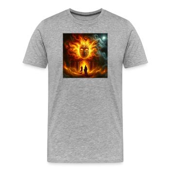 Mythologisches Feuergesicht - Männer Premium Bio T-Shirt - Grau meliert - Vorne - Damien (186cm)
