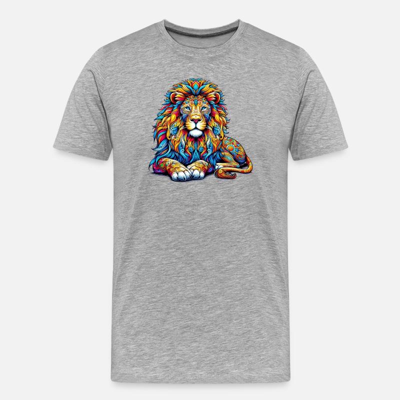 Löwe - Männer Premium Bio T-Shirt - Grau meliert