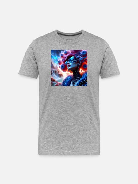 Surreal portrait and futuristic landscape - Men's Premium Organic T-Shirt - heather grey