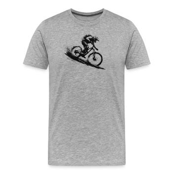  Downhill Mountainbiker im Staub Radsport Geschenk - Männer Premium Bio T-Shirt - Grau meliert - Vorne - Damien (186cm)
