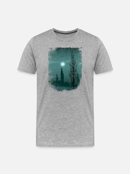 Moon shimmers on trees - Men's Premium Organic T-Shirt - heather grey