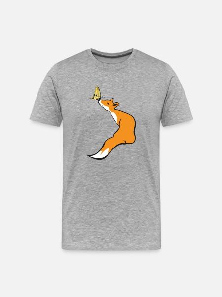 Playful fox with butterfly - Men's Premium Organic T-Shirt - heather grey
