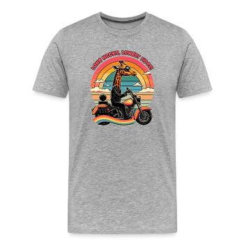 GIRAFFE RIDER: LONG NECKS LONGER RIDES - Men's Premium Organic T-Shirt - heather grey - Front - Damien (186cm)