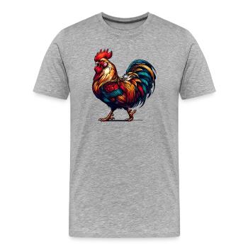 magnifique coq aux couleurs vives - T-shirt bio Premium Homme - gris chiné - Devant - Damien (186cm)