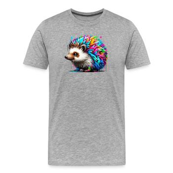 Igel - Männer Premium Bio T-Shirt - Grau meliert - Vorne - Damien (186cm)