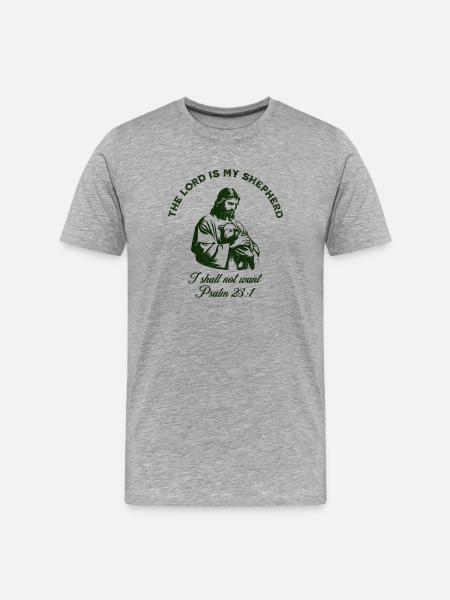 Religious saying on green silhouette - Men's Premium Organic T-Shirt - heather grey