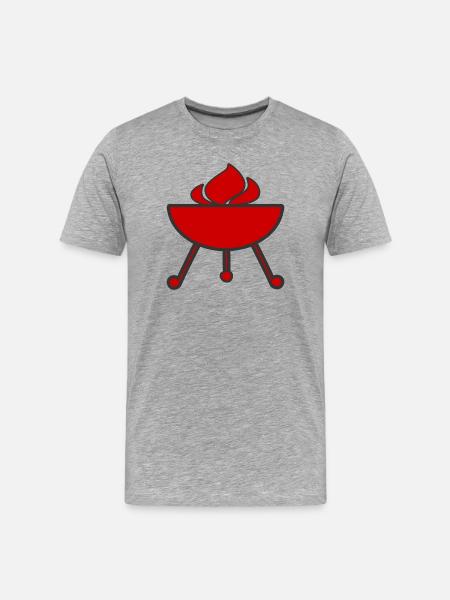 Grill Flammen Feuer - Männer Premium Bio T-Shirt - Grau meliert