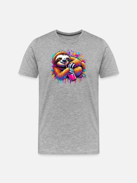 Sloth - Men's Premium Organic T-Shirt - heather grey