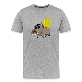 Motif 10ème anniversaire Sanglier - Dix ans - T-shirt bio Premium Homme - gris chiné - Devant - Damien (186cm)