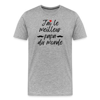 Ich habe den besten Vater der Welt - Männer Premium Bio T-Shirt - Grau meliert - Vorne - Damien (186cm)