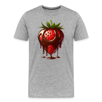 Erdbeere mit Schokolade süße Leckerei Nachtisch - Männer Premium Bio T-Shirt - Grau meliert - Vorne - Damien (186cm)