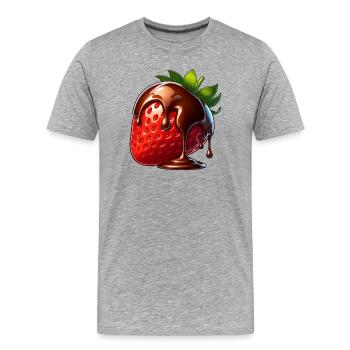 Dessert bonbon fondant au chocolat et aux fraises - T-shirt bio Premium Homme - gris chiné - Devant - Damien (186cm)