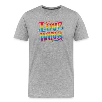 L’AMOUR GAGNE : Célébrez la fierté et l’unité - T-shirt bio Premium Homme - gris chiné - Devant - Damien (186cm)