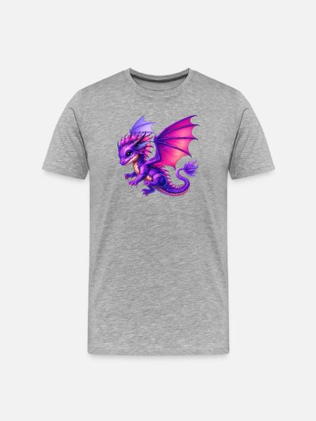 Drache - Männer Premium Bio T-Shirt - Grau meliert