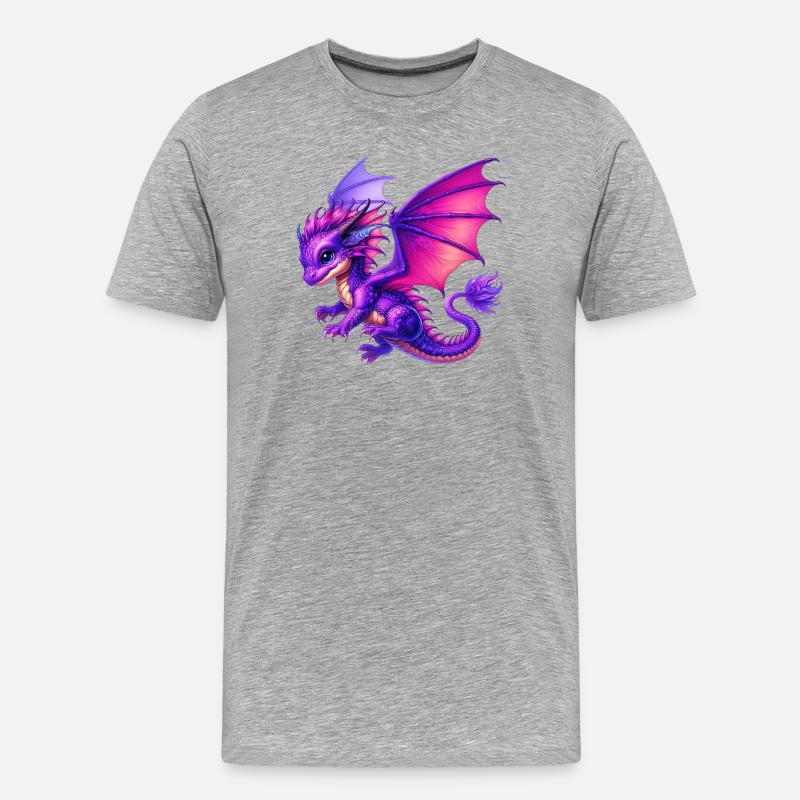 Drache - Männer Premium Bio T-Shirt - Grau meliert