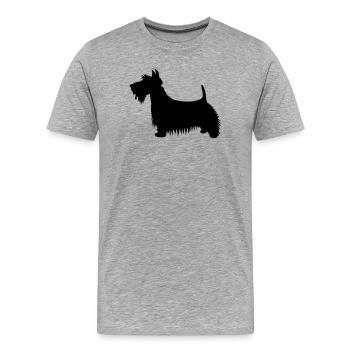 A silhouette illustration of a Scots Terrier Dog - Men's Premium Organic T-Shirt - heather grey - Front - Damien (186cm)