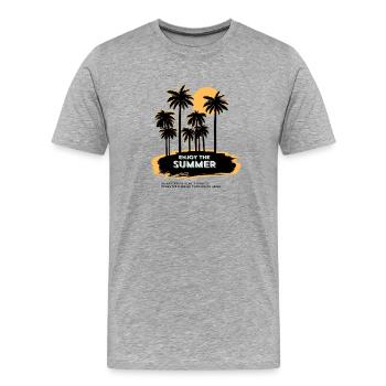 Enjoy the summer - Palm Beach Summer Holiday Sun - Männer Premium Bio T-Shirt - Grau meliert - Vorne - Damien (186cm)