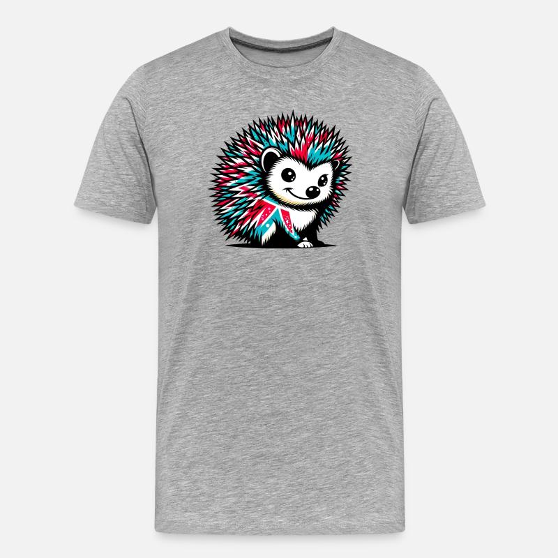 Igel - Männer Premium Bio T-Shirt - Grau meliert