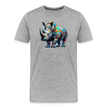 Nashorn - Männer Premium Bio T-Shirt - Grau meliert - Vorne - Damien (186cm)