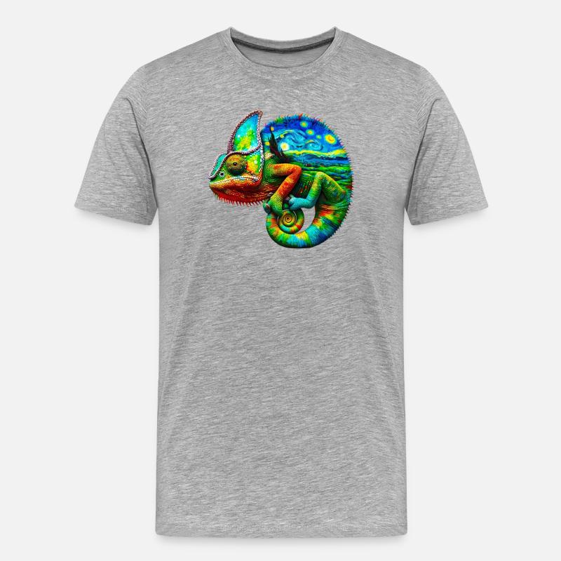 Van Gogh Chamäleon - Männer Premium Bio T-Shirt - Grau meliert