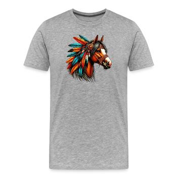 American Indian Horse American Indians - Men's Premium Organic T-Shirt - heather grey - Front - Damien (186cm)