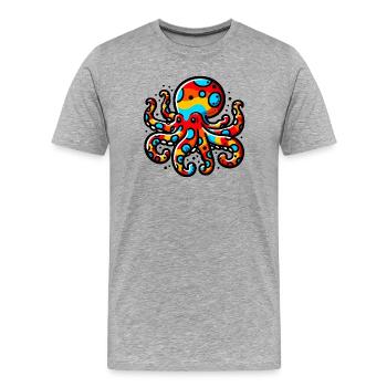 Krake - Männer Premium Bio T-Shirt - Grau meliert - Vorne - Damien (186cm)